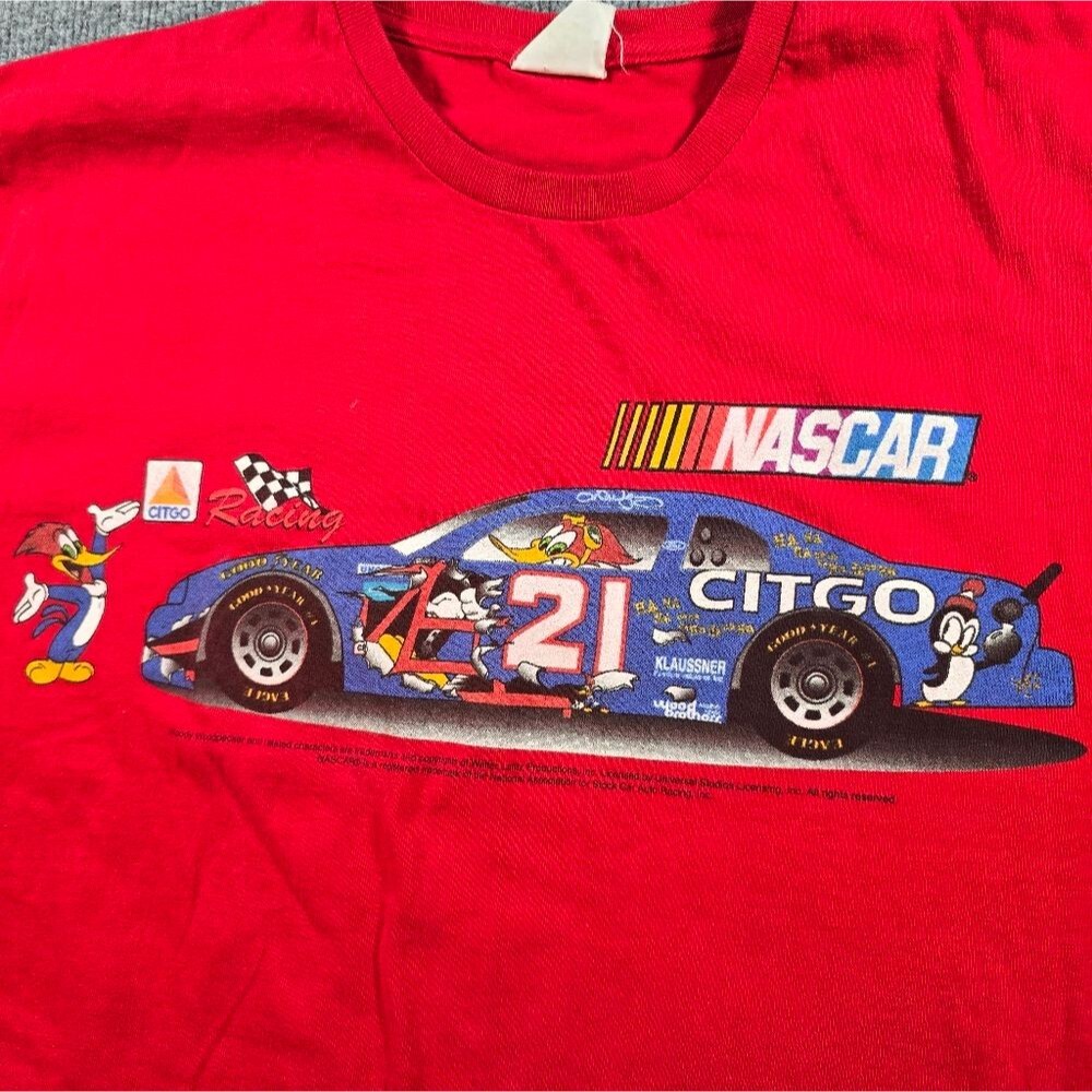 Vintage NASCAR Woody Woodpecker CITGO Racing T Shirt Mens 2XL #21 Graphic Tee